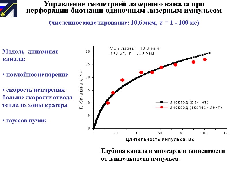 Управление геометрией лазерного канала при  перфорации биоткани одиночным лазерным импульсом  (численное моделирование:
